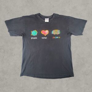 Vintage Peace Love Zydeco Shirt Mens Large Black 90s Music Concert  Rare Double